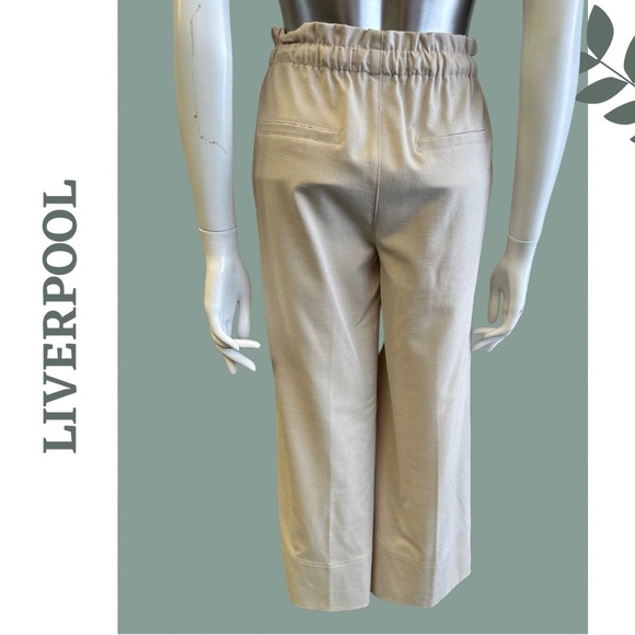 LIVERPOOL PULL ON TIE WAIST WIDE LEG ANKLE Pant Elastoc Waist Tan Size XS - Picture 4 of 8